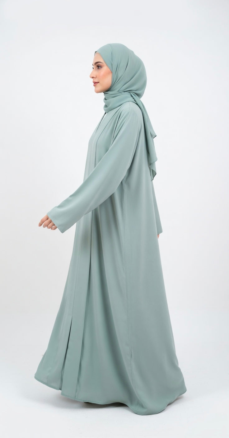 LUXURY PLEATED ABAYA MINT GREEN (WITHOUT HIJAB)