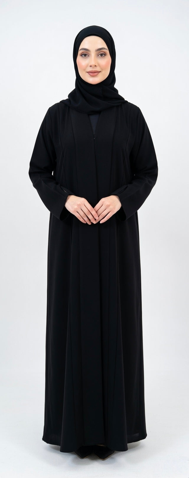 LUXURY PLEATED ABAYA NOIR BLACK (WITHOUT HIJAB)