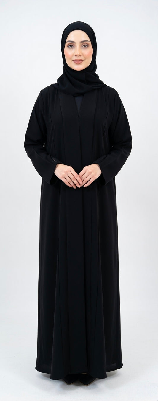 LUXURY PLEATED ABAYA NOIR BLACK (WITHOUT HIJAB)