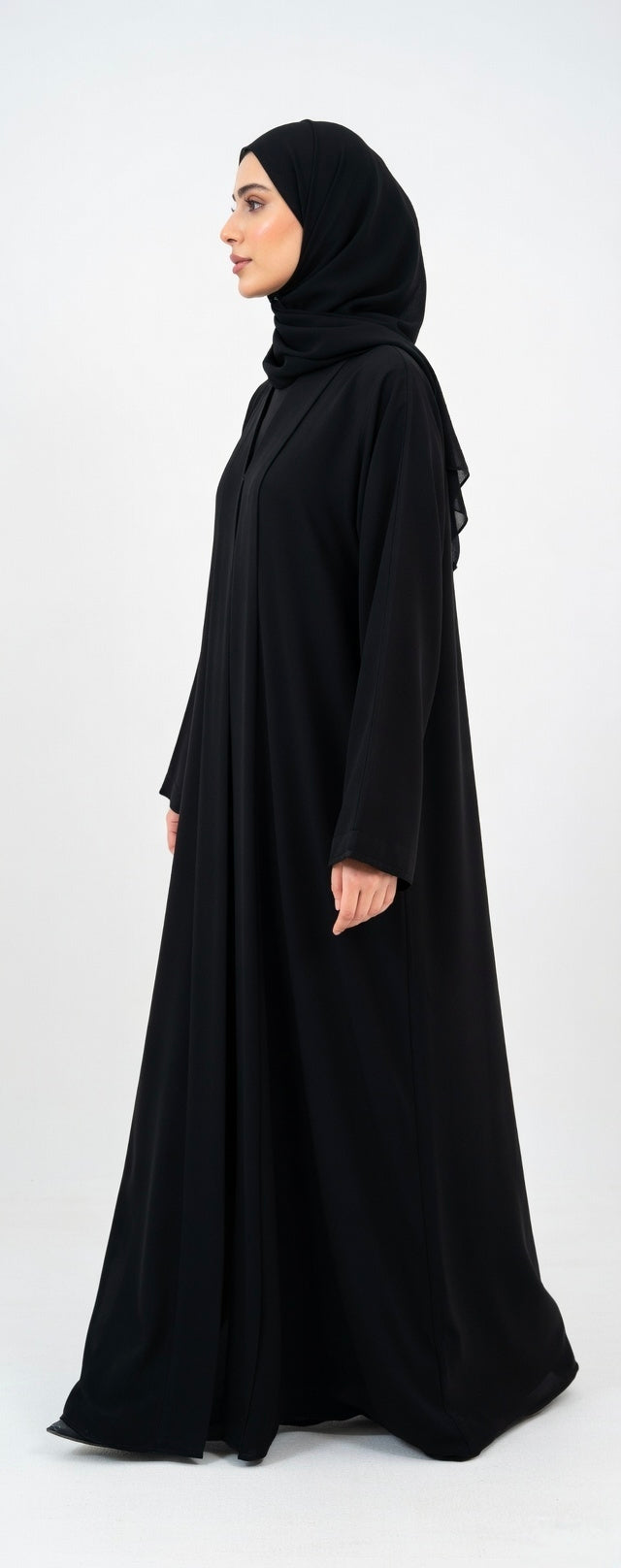 LUXURY PLEATED ABAYA NOIR BLACK (WITHOUT HIJAB)