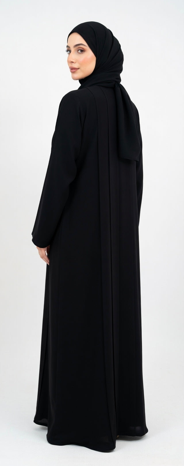 LUXURY PLEATED ABAYA NOIR BLACK (WITHOUT HIJAB)