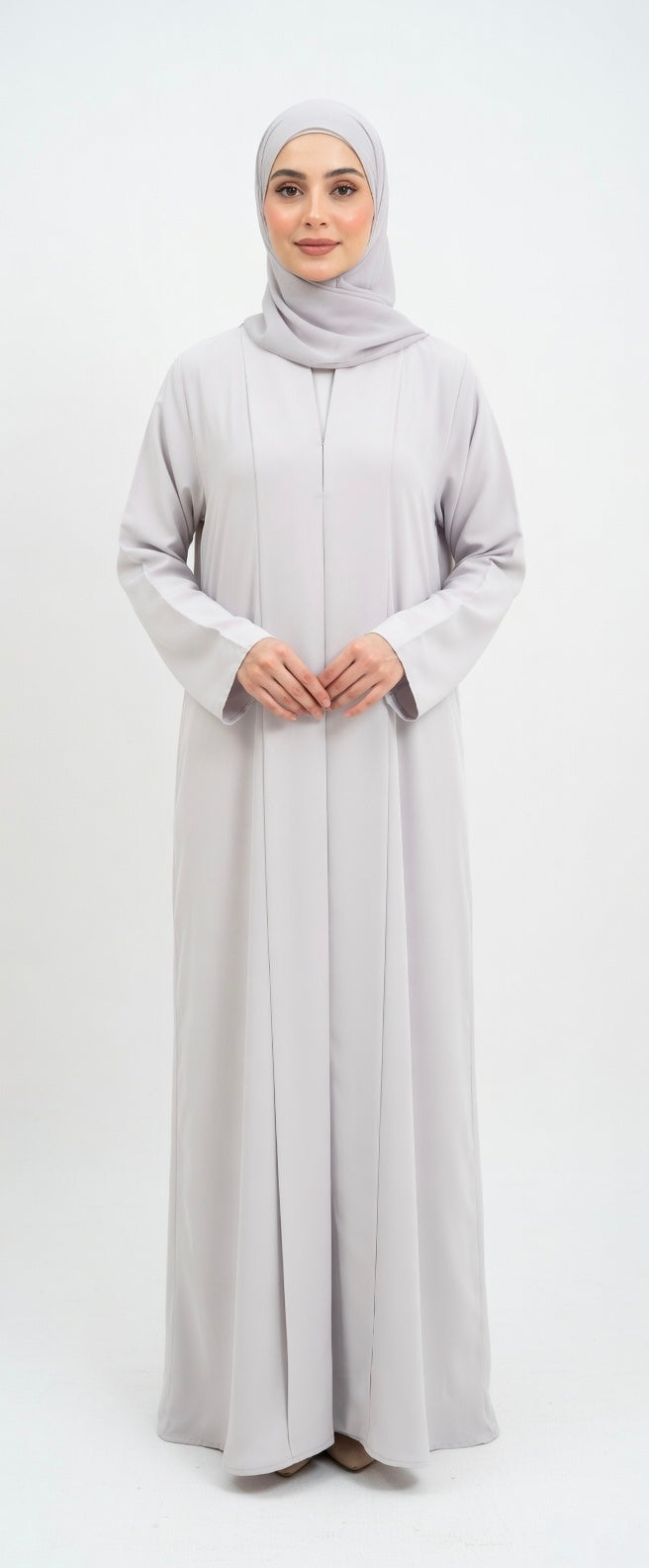 LUXURY PLEATED PLAIN WHITE ABAYA (WITHOUT HIJAB)