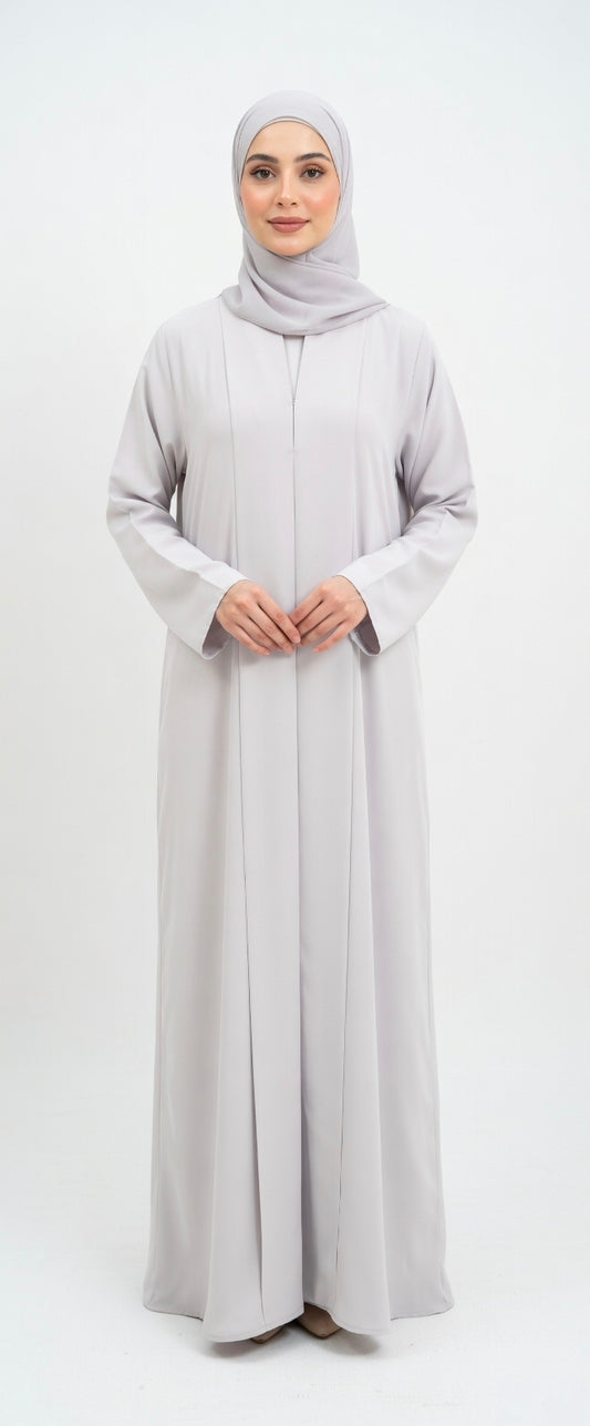 LUXURY PLEATED PLAIN WHITE ABAYA (WITHOUT HIJAB)