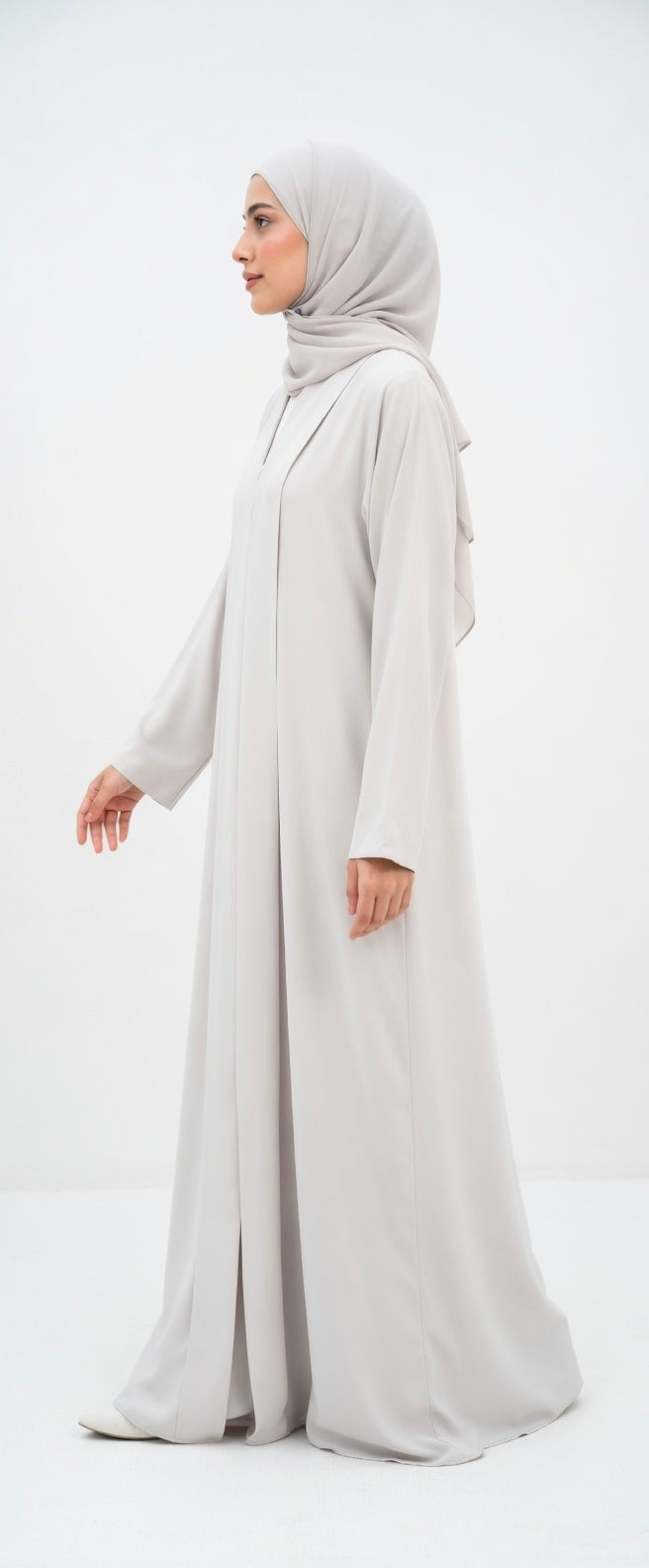 LUXURY PLEATED PLAIN WHITE ABAYA (WITHOUT HIJAB)