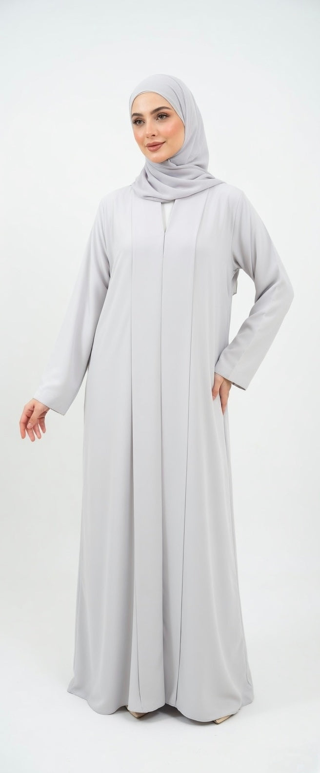 LUXURY PLEATED PLAIN WHITE ABAYA (WITHOUT HIJAB)