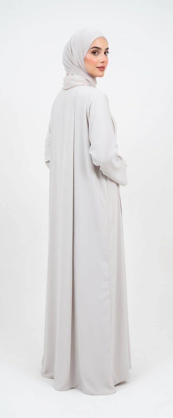 LUXURY PLEATED PLAIN WHITE ABAYA (WITHOUT HIJAB)